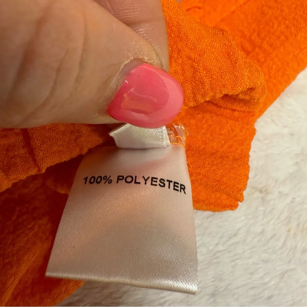 Temu size large Vibrant Orange faux Button-Up Tank and Shorts Set